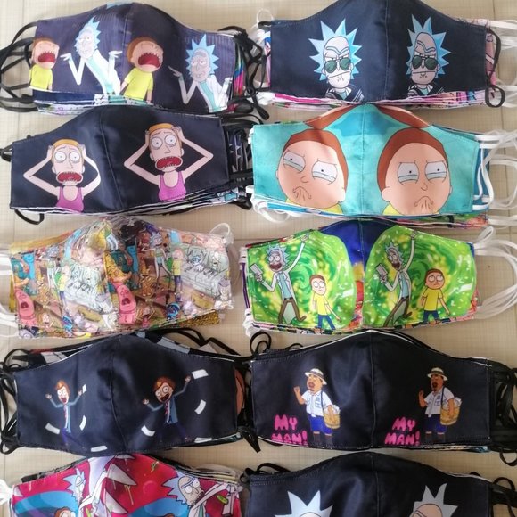 3x HANDMADE RICK and MORTY TV adult swim FACE mask - Picture 3 of 13